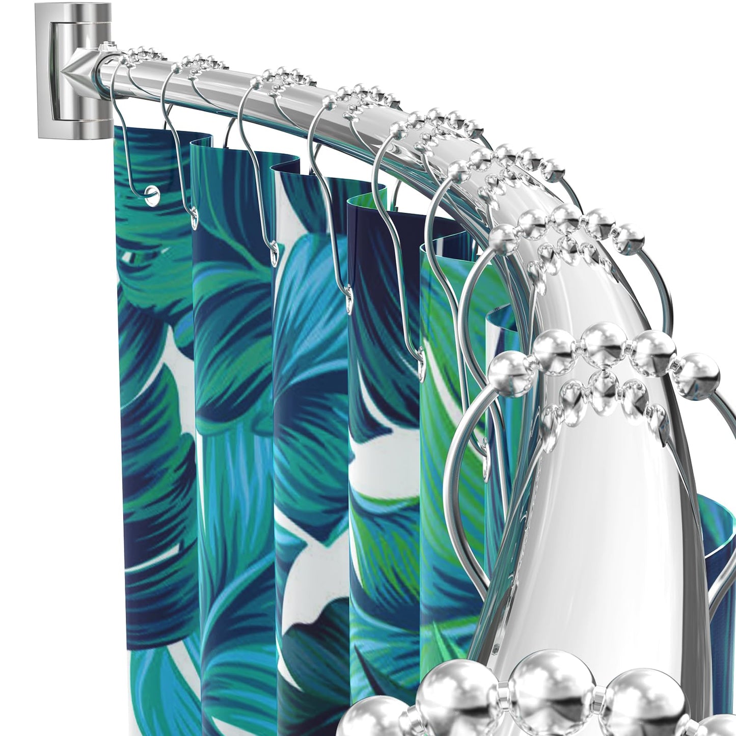 PrettyHome Adjustable Curved Shower Curtain Rail Rustproof Expandable Aluminum Metal Shower Rod 38-72 Inch Telescopic Design Exquisite Adjustable for