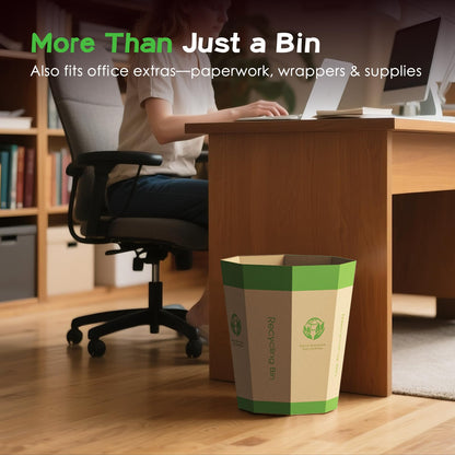 6-Pack Cardboard Waste Paper Bin – Foldable, Recyclable, Plastic-Free & Reusable Trash Can - Small Rubbish Bin - Waste Basket Perfect for Office
