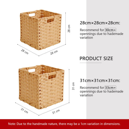 Mangata 31 cm Storage Cube Boxes for 33 cm Closet, Rattan Effect Storage Baskets, Wicker Woven Polyrattan Material Closet Organizer, 31x31x31 cm