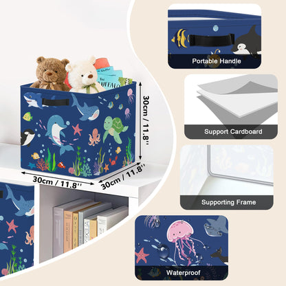 Clastyle 3 pcs Ocean Animals Cube Storage Boxes for Shelves Kallax Boxes