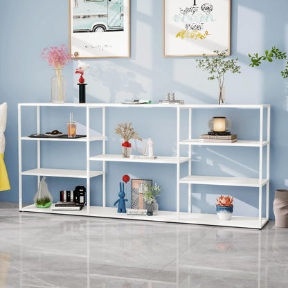 HDANI 180cm Extra Long Sofa Console Table,Narrow Modern Entryway Table Behind Couch with Storage Shelves,4 tier Shelf Bookshelf for Living