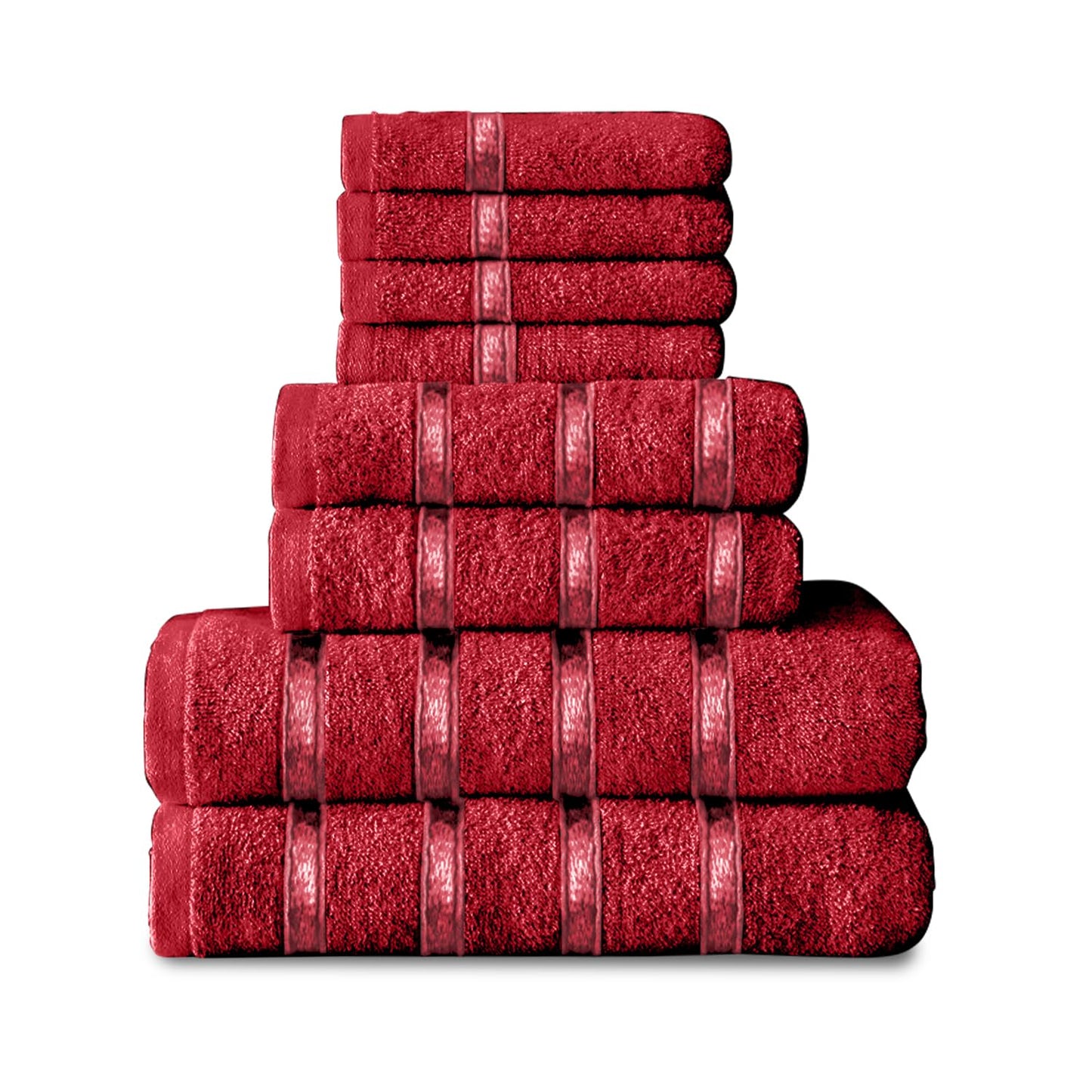 GC GAVENO CAVAILIA 8 Piece Red Towel Bale Set, Quick Dry Highly Absorbent Cotton Towels Bale Set For Bathroom, 450 GSM Towel Set, 4x Face Towel 2x