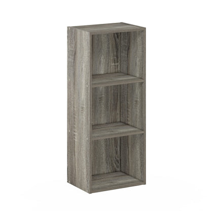 Furinno LUDER Book Shelf, 3-Cube Bookshelf, Bookcase, 9.3 x 12 x 31.5, for Living Room, Bedroom, Home Office, French Oak