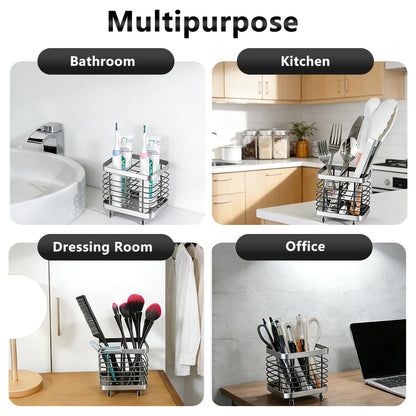 DOJASOHILMI Toothbrush Holders for Bathroom, 2 Shot Small Ventilated Toothbrush Caddy, Tooth Brush Holder Set, Toothpaste Holder for Shower