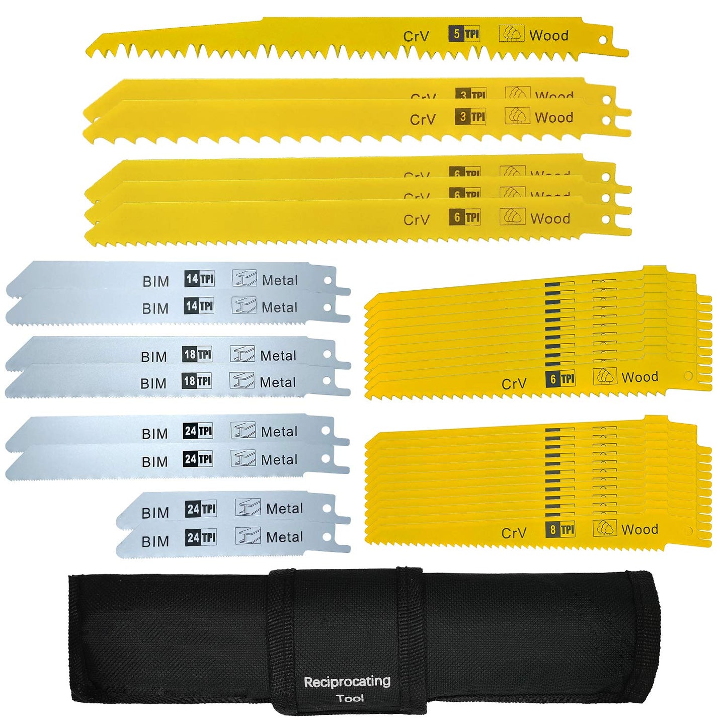 LEILUO 36 Pcs Reciprocating Saw Accessory for Wood Metal Plastic Sawzall Attachments Kit Compatible with DeWalt Bosch Makita Milwaukee Porter-Cable