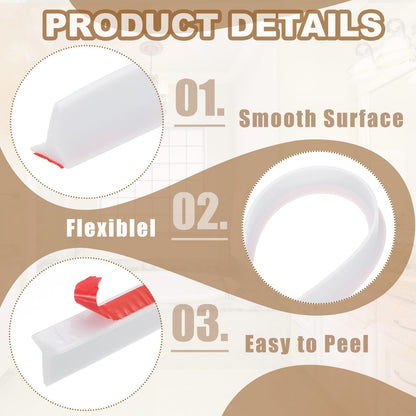 PATIKIL 39 Inch Collapsible Shower Threshold Water Dam Guard, Shower Stopper Barrier Self Adhesive Sink Splash Guards for Frameless Shower Door