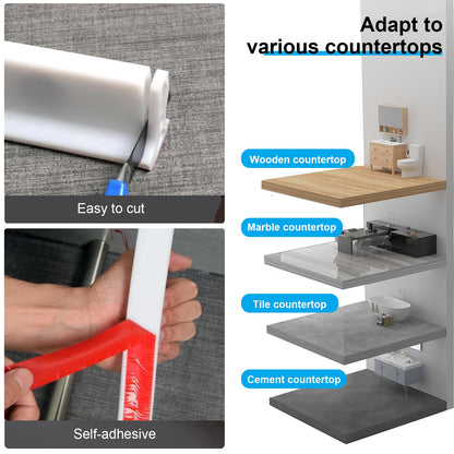 Inscrip Splash Protection Strip, Shower Self-Adhesive Curved Shower Threshold, Shower Strip Floor for Wet and Dry