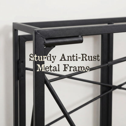 FurnitureR Folding Computer Desk,Industrial Style MDF Table Top Black Metal Frame,Space Saving For Small Apartment