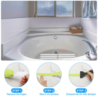 PATIKIL Bathtub Non Slip Stickers 14.96x0.79 Inch, 6 Pack Safety Shower Floor Anti Slip Stickers with Adhesive Decals Scraper for Bath Tub Shower