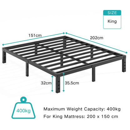 Hunlostten Metal King Bed Frame - Platform Bed Frames with Underbed Storage and Steel Slat Support, Sturdy, Easy Assembly, Noise Free, Heavy Duty