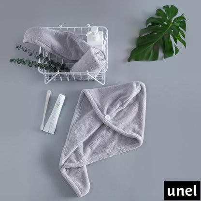 unel Microfiber Hair Towel, Fast Drying Soft and Anti Frizz Head Towel, Super Absorbent Turban Cap 65cm x 25cm (Grey, 1)