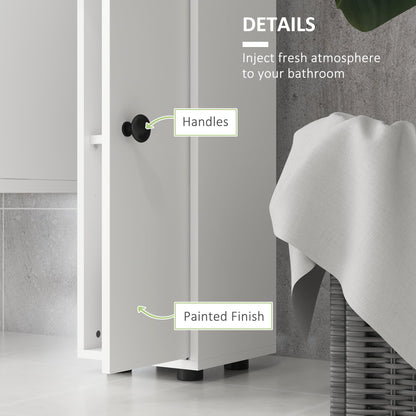kleankin 180cm Tall Bathroom Cabinet, Slim, 4 Open Shelves, White