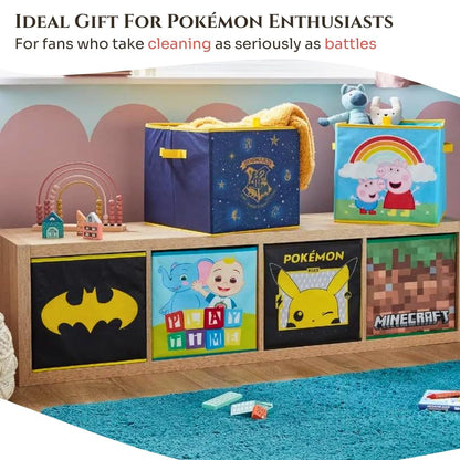HOX Kids Pokemon Pokeball Collapsible Storage Boxes with Handles Durable Fabric Foldable Storage Cubes | Compatible Ikea Kallax Furniture