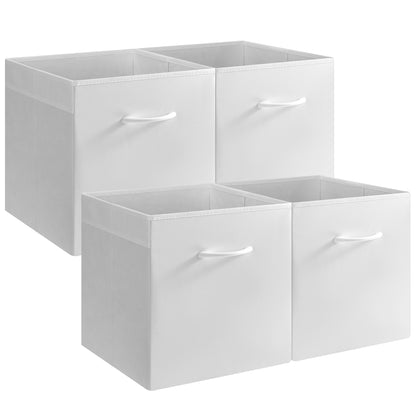 StorageWorks White Storage Cubes, Storage Cube Boxes with Handle, Cube Storage Basket for Shelves, Fabric Organiser Boxes for Wardrobe