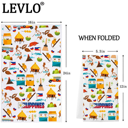 LEVLO Philippines Kitchen Towel Philippines Trip Gift Philippines Travel Culture Dish Towels Filipina Philippine Housewarming Gift (Philippines Towel)