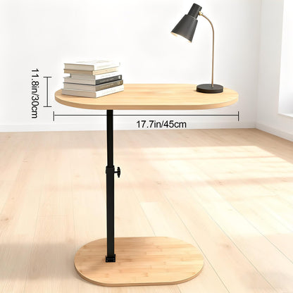 YASHIIN C-Shaped Bamboo Side Table， with Rotating TV Tray， Perfect for Living Room BedSofa Use, 40 to 75 cm Height 360° Rotatable Top, Sturdy Design