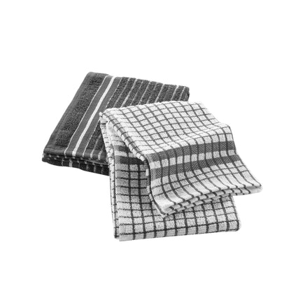 Douceur d'Intérieur, 2 Tea Towels (50 x 70 cm) Classico Anthracite Terry Cloth, Small