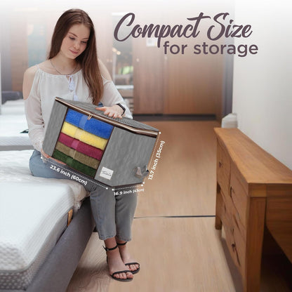 Clothes Storage Bags with Zips 90L Large Capacity Foldable Breathable Storage Boxes with Thick Reinforced Handles Transparent Window Storage Bags for