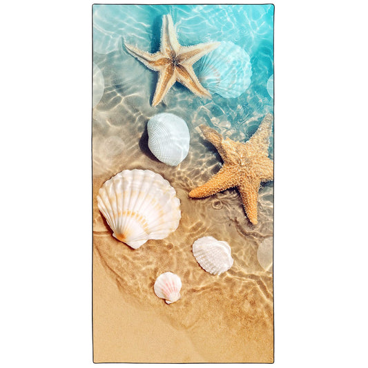 YISUMEI Sea Shells Starfish Beach Towels for Adults Extra Large 180x90cm, Microfibre Quick Dry Towel for Travel Swimming Camping Sports