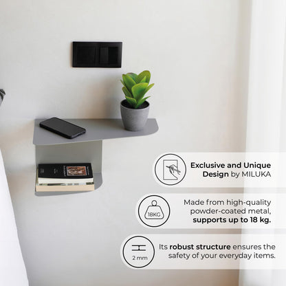 MILUKA Narrow Bedside Table Set of 2 | Minimalist White Nightstands 40 X 20 cm | Two-Shelf Modern Design