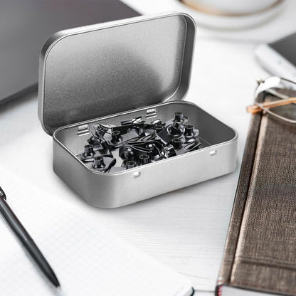 4 PCS Metal Storage Boxes with Lid, Silver Small Rectangular Storage Container Boxes, Tins Mini Portable Boxes Storage Kit for DIY