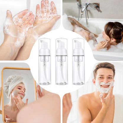 3 Pcs Travel Foam Pump Bottle, Portable 60ml / 2 oz Travel Size Pump Bottle, Empty Refillable Plastic Mousse Foam Soap Dispenser Pumps for Hand Soap