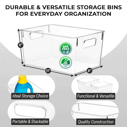 CLEARSPACE Plastic Storage Bins  Perfect Kitchen Organization or Pantry Storage  Fridge Organizer, Pantry Organization and Storage Bins, Cabinet