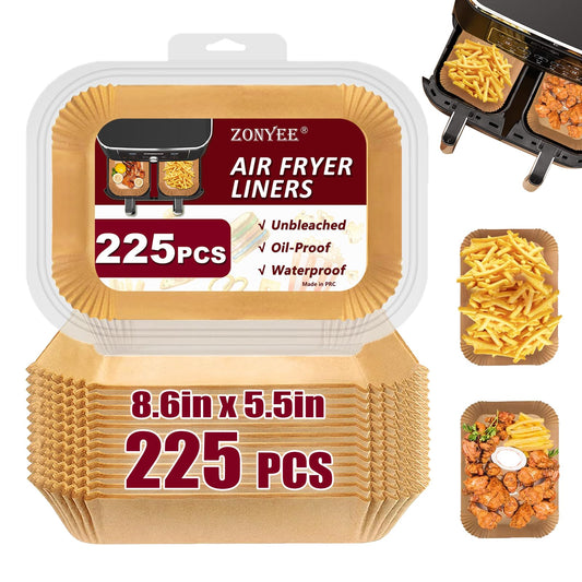 Air Fryer Liners for Ninja Foodi Dual Zone AF300UK / AF400UK / DZ400UK / Double Stack XL SL400UK, 225PCS Air Fryer Parchment Paper Liners Fit Keplin
