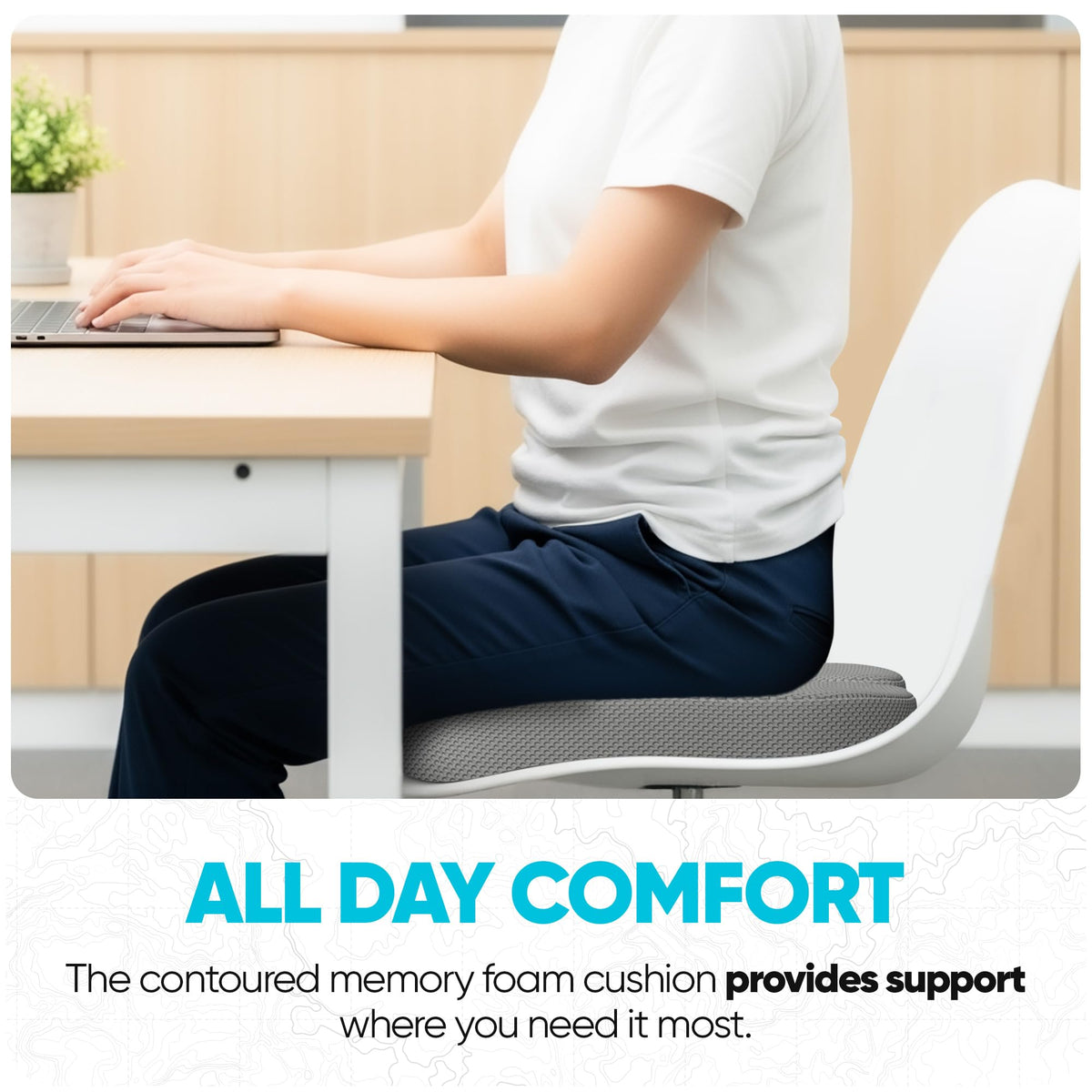 FORTEM Seat Cushion, Office Chair Cushion, Memory Foam Pillow for Sitting