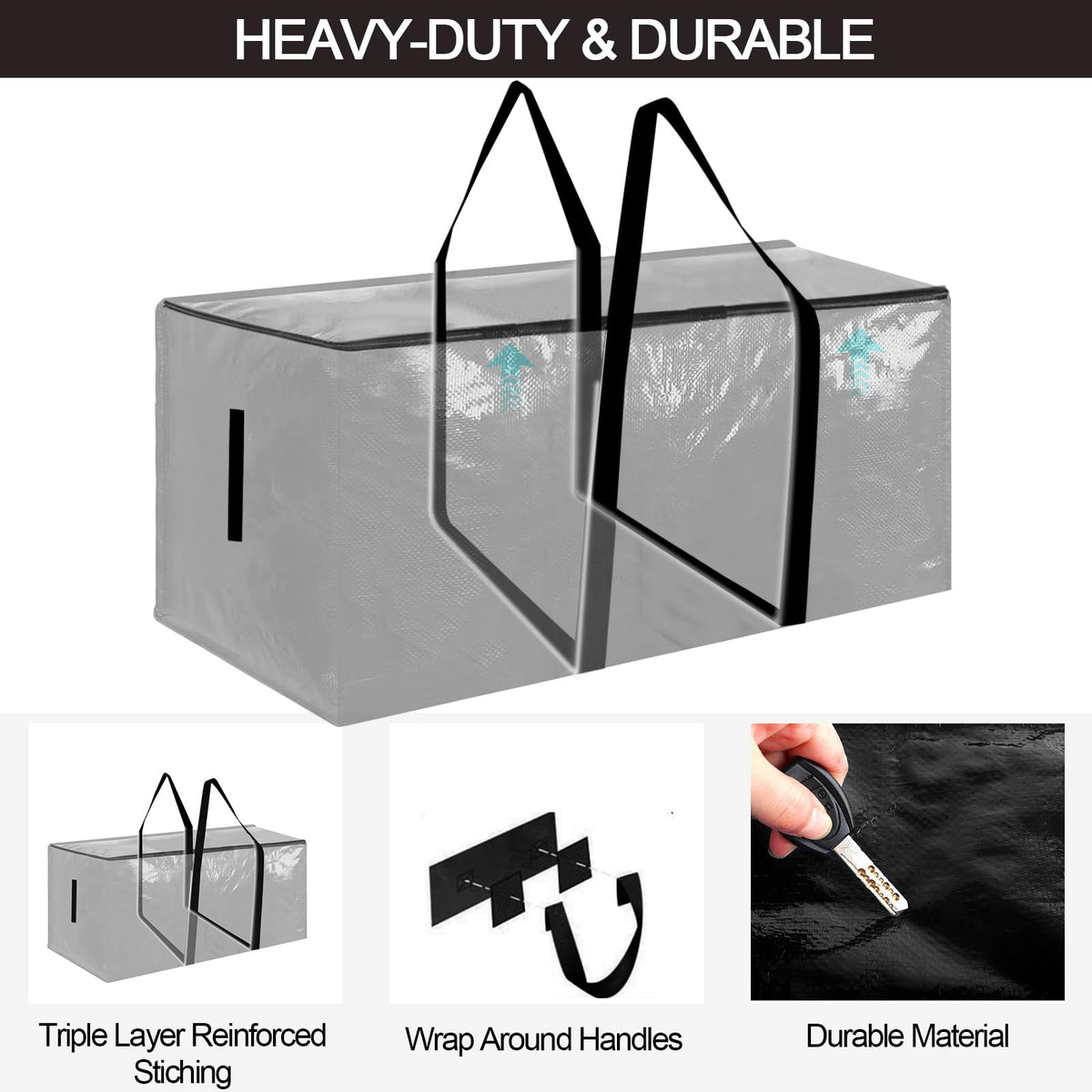 Zandrix 95L Waterproof Storage Bags Moving Boxes Bags with Lids - 4 Pack