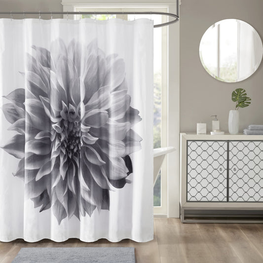 Madison Park Norah Cotton Shower Curtain, Oversized Realistic Floral Print Design, Modern Bathroom D?cor, Machine Washable, Fabric Privacy Screen,