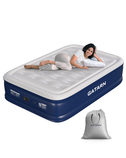 Gatarn Double Inflatable Mattress, Air Bed with a Built-in Electric Pump, Self-Inflation/Deflation Blow Up Airbed for Guest, Camping & Home Use