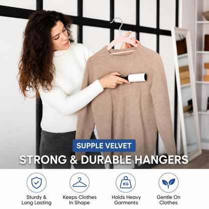 1ABOVE Premium Quality 50 pack Non-Slip Velvet Hangers (44cm) Heavy Duty Velvet Suit Hangers with Tie Bar, 360° Swivel Hooks – Space saving
