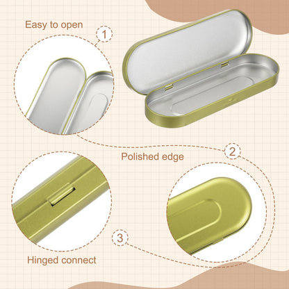 sourcing map 2Pcs Metal Tin Box Container, 6.9x2.4x0.7 Oval Empty Hinged Lid Box with Self Adhesive Colored Sticker