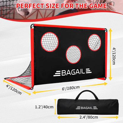 BAGAIL Soccer Goal with Target, 2-In-1 Designed, Football Goal, Portable Carry Bag, Easy to Set up, Ideal for Garden Shooting Training and