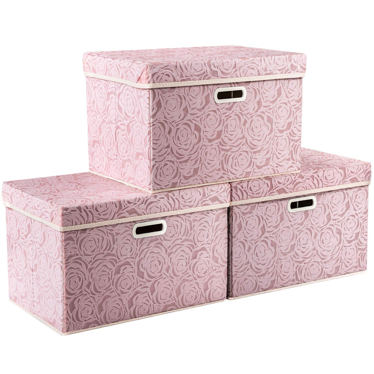 Prandom Storage Boxes with Lids Large.Rose Pattern Fabric Decorative Storage Box, Really Useful Box,Clothing Storage,Cubes