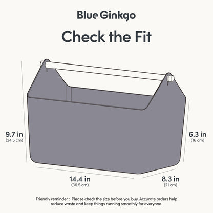BLUE GINKGO Large Storage Basket – Plastic Caddy with Wooden Handle for Bathroom, Pantry, or Cleaning Supplies (Grey)