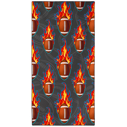 Violetpos Flaming American Football Beach Towel, Extra Large 180x90 cm 250GSM Microfibre, Sand Free Quick Dry