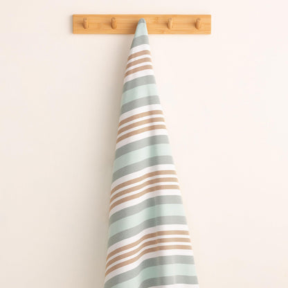 GAMUSI Rectangular Beach Towel - Bath Fouta - Tinted Yarn Embossed Fabric with Fringes - Orange/Green