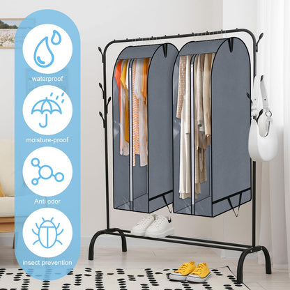 Hejo Garment Bags with Large Capacity, 2 Pcs 110 x 60 x 25cm Dust-proof Clothes Covers, Clothes Protector Bags with Zip and Handle for Suit, Coat