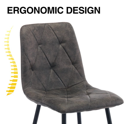 Artist Hand Set of 6 Dining Chairs for Dining Room Living Room, Vintage Faux Suede Dining Chairs with Backrest Upholstered Seat Solid Metal Legs, Gray