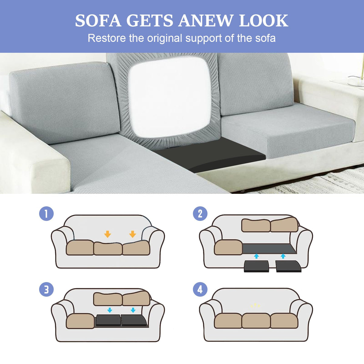 LIROPAU 50 x 50 x 8 cm Foam Cushion Couch Cushion Support