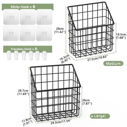 2 Pack Bath Toy Storage Organizer Basket, Large Metal Bathtub Shower Organizer, Wall Mounted Hanging Shower Basket