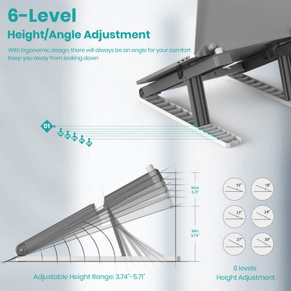 Klearlook Portable 2 in 1 Laptop Stand with Phone Stand - Adjustable Laptop Stand and Phone Stand for Desk,Ventilated Foldable Laptop Holder
