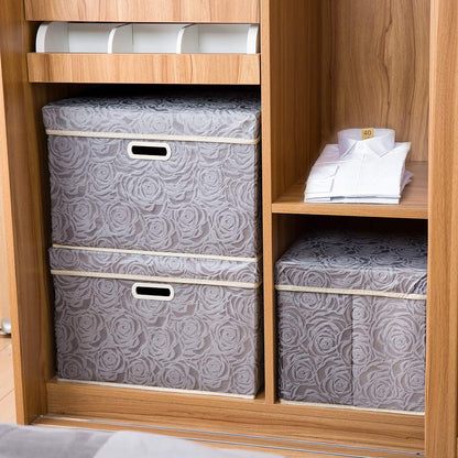 Prandom Storage Boxes with Lids Large.Rose Pattern Fabric Decorative Storage Box, Really Useful Box,Clothing Storage,Cubes