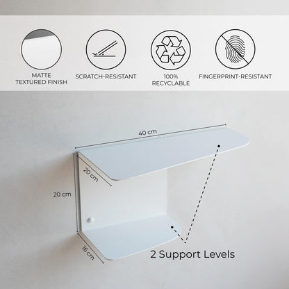 MILUKA Narrow Bedside Table Set of 2 | Minimalist White Nightstands 40 X 20 cm | Two-Shelf Modern Design