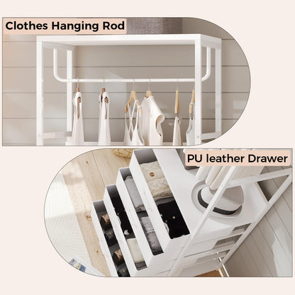 VOWNER Hall Tree Entryway Organizer with 4 Drawers Bench White Rod