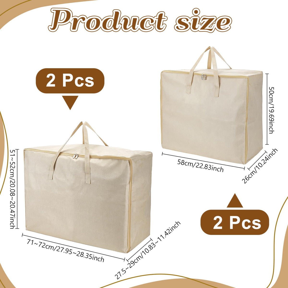 TWINKLEMON 4 Pcs Large Clothes Storage Bags with Zipper and Handles