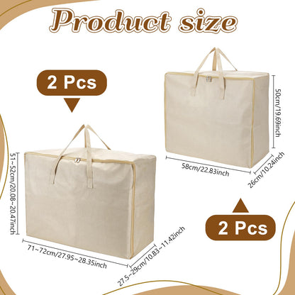 TWINKLEMON 4 Pcs Large Clothes Storage Bags with Zipper and Handles