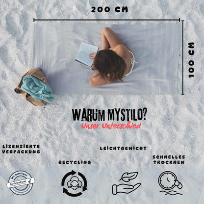 MyStilo 100% Recycled Cotton Hammam Towel - Sustainable and Natural - Sauna Towel, Beach Towel, Shower Towel, Bath Towel, Yoga Towel - Petrol
